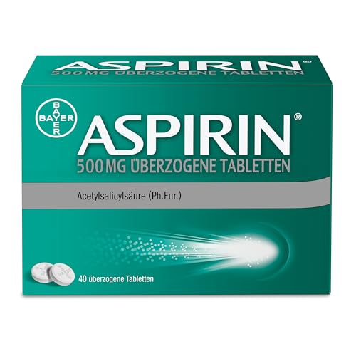 Aspirin Tablette | gegen Kopfschmerzen | schnelle und effektive Wirkung | gute Verträglichkeit klinisch belegt | 500mg ASS | 40 Stück