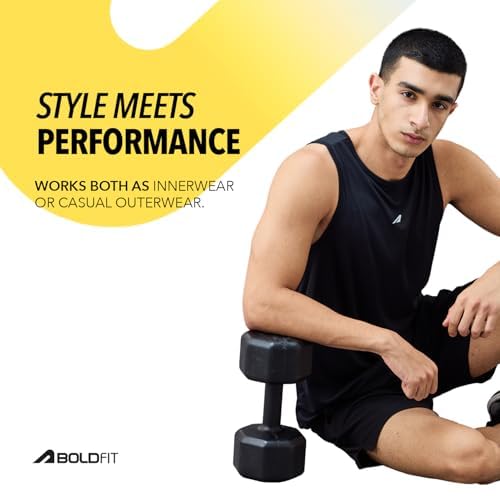 Image of Boldfit Men's Polyester Regular Fit Vest - Multipurpose Sando for Gym, Running, Outdoor - Sleeveless Undershirt, Round Neck Baniyan - Quick Drying, Breathable