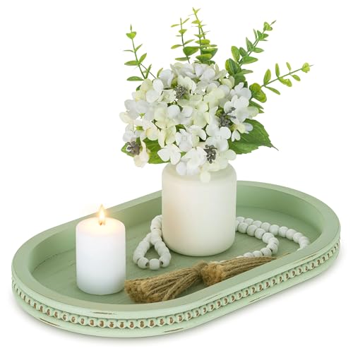 Hanobe Decorative Trays for Coffee Table: Sage Green Oval Bathroom