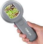 TOMLOV P10 Microscope for Adults Kids, Portable 100X Illuminated Jewelers Loupe, Handheld Coin Magnifier with Light for Collectors, Pocket Trichome Magnifying
