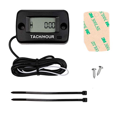 Searon Tach Hour meter Tachometer 2 & 4 Stroke Small Engine Spark For Boat Outboard Mercury Motocross Lawn Mower Black