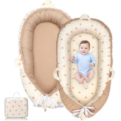 Baby Lounger - Infant Lounger for Newborn 0-24 Months, Ultra Soft Breathable Infant Floor Seat, Portable Babies Lounger for Baby Girls& Boys, Newborn Gifts（Khaki）