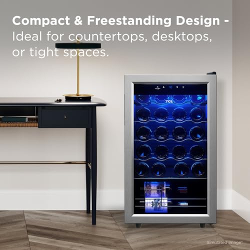 Image of TCL 24-Bottle Wine Cooler Mini Fridge with Glass Doors