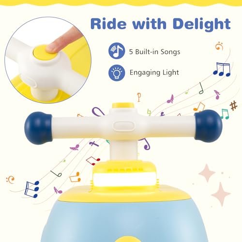 Image of Costzon Toddler Ride On Toys, 2 in 1 Ride-On Scooter with Trailer, Light, Music & Under-Seat Storage, Foot-to-Floor Sliding Car, Kids Riding Toy for 1+ Year Old Boys & Girls (Blue)