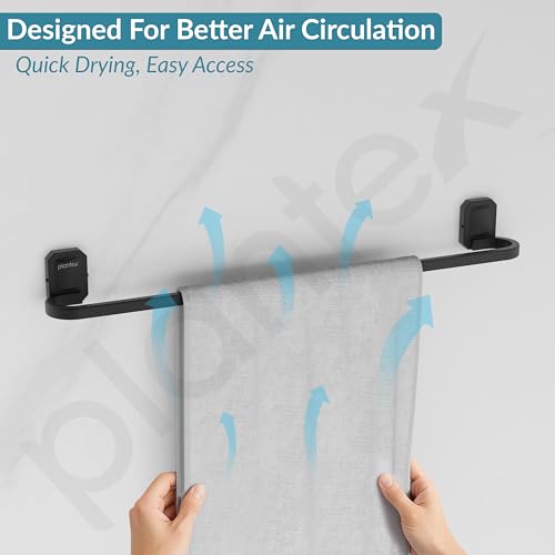 Image of Plantex 304 Grade Stainless Steel Towel Holder for Bathroom /Single Towel Rod /Holder for Bathroom Accessories - Cute (Black - 24 Inch, Pack of 1)