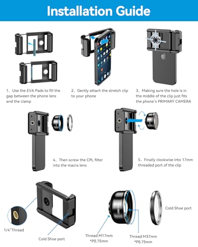 APEXEL 15X Macro Lens for iPhone with LED Fill Light, Samsung, Android Phone, with Universal Lens Clip Attachment (Fits for Almost Smartphone)