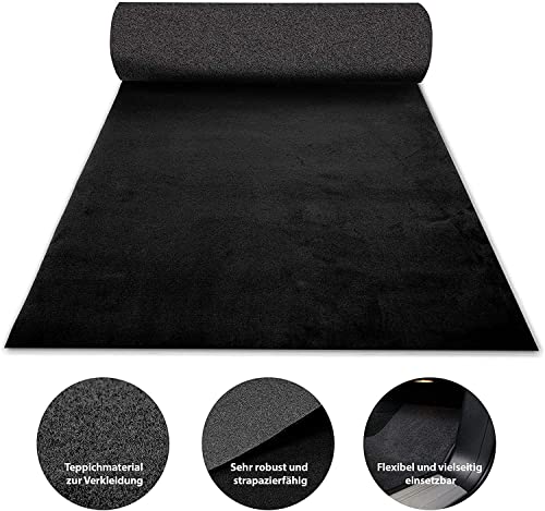 KARAT - Tapis de voiture - Moquette automobile - Revêtement de coffre personnalisable - Garniture intérieure véhicule universel - Restaurer l'intérieur du véhicule - Mustang, Noir, 100x100 cm