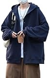 [Yezai] パーカー メンズ トレーナー ジャケット 秋服 大きいサイズ カーディガン コート フード付きパーカー 冬服 ゆったり 長袖 無地 春服 ネイビー M