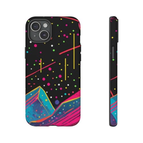 Coque rigide mate iPhone 15 Plus noir paysage cosmique soleil planètes
