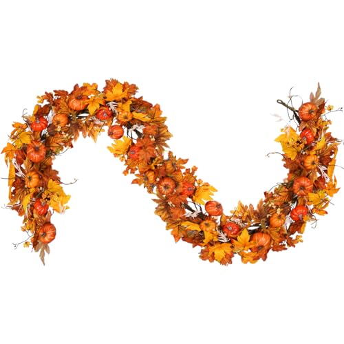 Uieke 28 Inch Fall Wreath for Front Door Outside Large Artificial Autumn Wreath with Orange Red Pumpkins Maple Leaves Berries Fall Decoration for Home Farmhouse Door Wreath for Harvest Thanksgiving by Uieke - Image 4