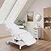 BarberPub Fully Electric Beauty Bed, 3-Motor Salon Spa Chair with Foot-Controlled Wheels, Adjustable Height, Backrest & Leg Rest – PVC Leather, Professional Facial & Treatment Table 2754 (White)