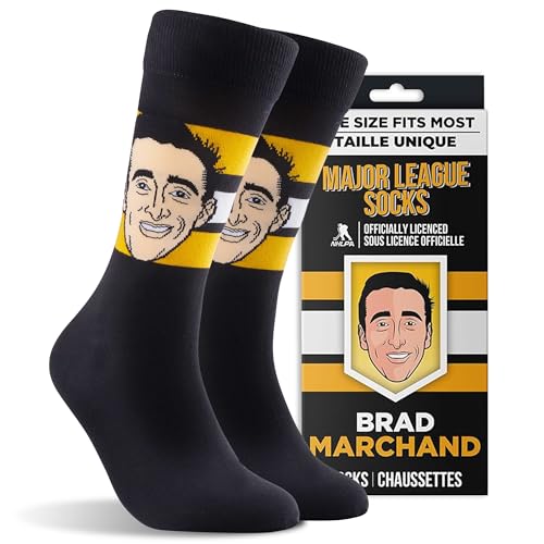 Major League Socks - NHL Boston Bruins Fan Socks - Ideal for Hockey Lovers - Unisex Apparel for Sports Enthusiasts - Collectible Hockey Merchandise - Size 7-13 - Brad Marchand