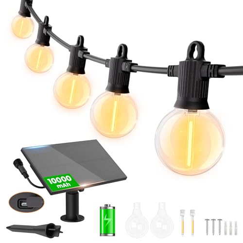 ZOTOYI Solar Lichterkette Aussen 45m, LED Lichterkette ip65 Außen Solar mit 73+3 G40 Birnen Wasserdich 4 Modi 150FT Outdoor Lichterkette Solar für Hof, Veranda, Partys (Warmweiß)