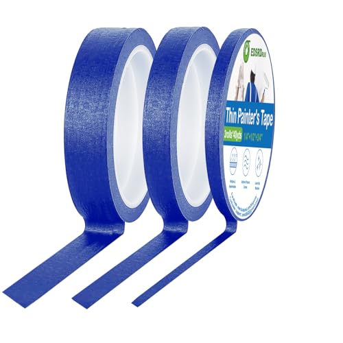 Image of EDSRDRUS Thin Painters Tape 1 /8, 1 /4, 1 /2,3 /4,1 inch Width 40 Yard Painter Tape Paint Tape Masking Tape, for DIY, Crafts and Art Paint Big Projects (Blue, 1 /4 inch+1 /2 inch+3 /4 inch x 3 Rolls)