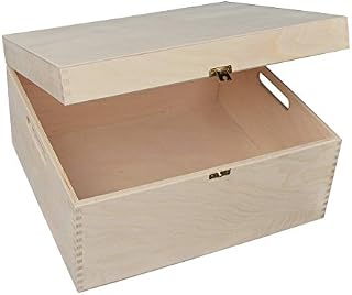 LARGE PLAIN WOOD KEEPSAKE SOUVENIRS WOODEN MEMORY BOX FOR CRAFT P37
