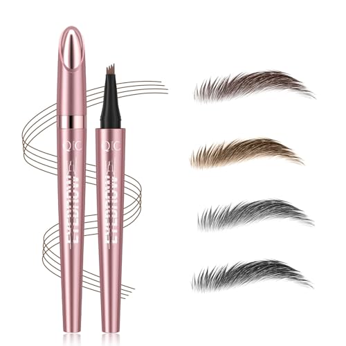 Crayon à sourcils magique avec 4 pointes microfourchues – Durable, imperméable et résistant aux taches pour un aspect naturel et des sourcils définis...