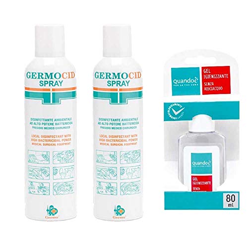 GERMOCID, 2 Pezzi Spray disinfettante 400 ml più Gel igienizzante Senza risciacquo 80ml