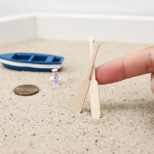 LOGOFUN 48 Pcs Mini Boat Paddle Model Wooden Boat Oar Micro Landscape Fairy Garden Decoration 1.9x0.1x0.08in - Thumbnail 5