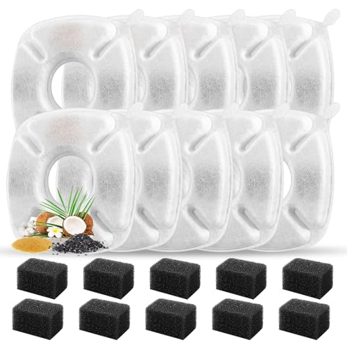 20 Pcs Cat Water Fountain Replacement Filters-10 Pack Water Fountain Filters 10 Pack Pre-Filter Sponges, pet fountain replacement filters Fit for 95oz/2.8L Cat Pet Fountain