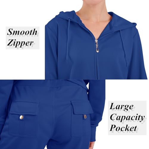 Image of LeeHanTon Womens Jogging Suits Sets Running Outfit Zipper Warm Up 2 Pieces Hoodie and Pant Tracksuit