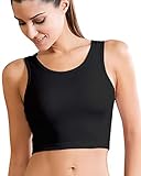 Move With You Women's Crop Tank Tops Longline Sports Bra with Built-in Bra Workout Running