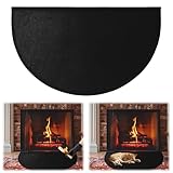 MeYuxg Placa de Protección de Chispas 80 x 50 cm, Semicirculares y de Protección para la Chimenea, Alfombra de Calor, Proteger el Piso de Las Chispas para el área Interior y al Aire Libre