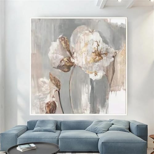 Peinture à l'huile sur toile de maître YAJNILUCK grand format 80x80cm design abstrait chic