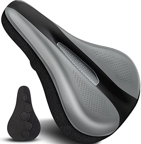 Gel Bike Seat Cover, Comfort Bike Seat Cushion Bicycle Seat Cover for Women & Men Extra Soft, Compatible with Peloton, Stationary Exercise, Cruiser Bicycle Seats or Spin Bike. (11"x7")