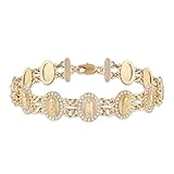 HZMAN Virgin Mary Bracelet for Women Dainty Religious Cubic Zirconia Our Lady of Guadalupe Link Bracelet (Silver CZ)