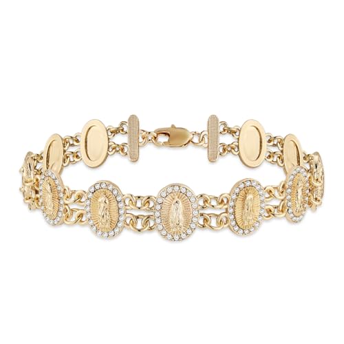HZMAN Virgin Mary Bracelet for Women Dainty Religious Cubic Zirconia Our Lady of Guadalupe Link Bracelet