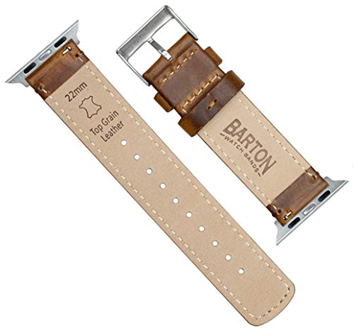 Image of BARTON WATCH BANDS - Top Grain Leather Watch Bands Compatible with Apple Watch Models - 1, 2, 3, 4, 5, 6, 7, 8, 9, 10, SE, Ultra & Ultra 2