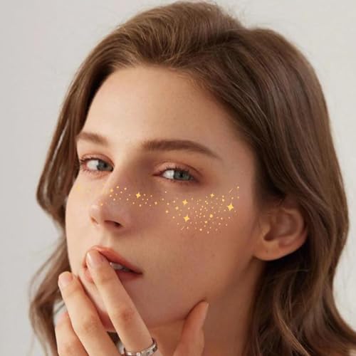 8 peças de adesivos de maquiagem, manchas de maquiagem com glitter dourado, adesivos de maquiagem qu