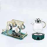 wrtgerht Teetasse Glaskessel EuropeaHousehold Ceramic Nordic Kaffeetasse und Untertasse Utensilien AfternooTea Set Küchengeräte (Color : A, Size : 4-Cup kit)