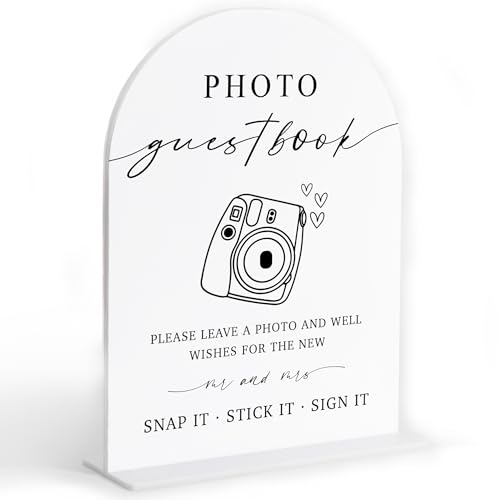 Photo Guest Book Sign, White Arch Acrylic Wedding Sign, Wedding Guest Book Alternative, Bridal Shower Decor, Engagement Party Decor, Centerpiece Table Decorations Party for Bride and Groom-24