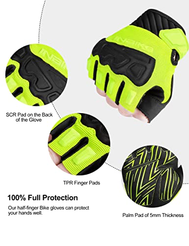 INBIKE Luvas de ciclismo sem dedos de proteção respirável para passeios de mountain bike em estrada