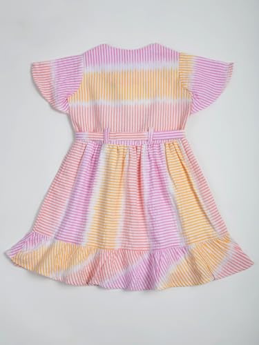 Image of mini mama Girl's Cotton Fit and Flare Knee-Length Dress
