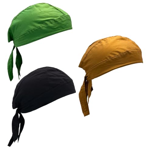 Image of Cotton Doo Rag Skull Cap Sweat Wicking Head Wraps Breathable Helmet Liner Beanie Dew Rags for Men
