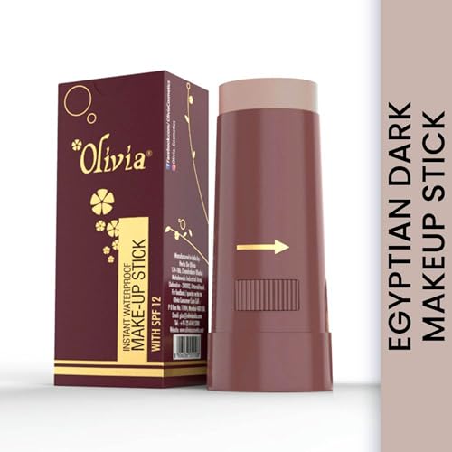 Image of Olivia Instant Waterproof Makeup Stick with SPF 12-09 Egyptian Dark | 3-in-1 Foundation, Concealer & Moisturizer | Sweatproof, Long-Lasting Base Makeup | Evens Skin Tone & Hides Blemishes