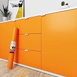 Decotalk Carta da Parati Adesiva Muro Arancione Opaco Moderna 60X500cm Rotoli Di Carta da Parati Arancia Pellicola Adesiva Per Mobili Autoadesivo Mobiletto Del Bagno Rivestimento Per Cucina Soggiorno