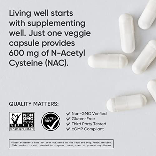 Sports Research Vegan Nac Supplement (N-Acetyl Cysteine) 600 Mg - Supports Antioxidant Activity - Non-Gmo 90 Nac Powder Capsules - Nac 600 Mg - N-Acetyl-L-Cysteine - N Acetyl Cysteine #TOP3