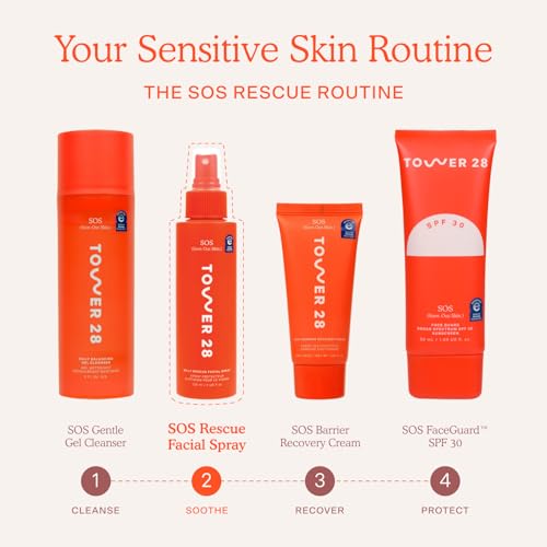 Tower 28 SOS Daily Rescue Facial Spray - Hypochlorous Acid Spray to Help Visibly Calm + Soothe Sensitive Skin - Purifying Travel Size Face Toner - Everyday Skin Care Essential (1 oz) - Image 6