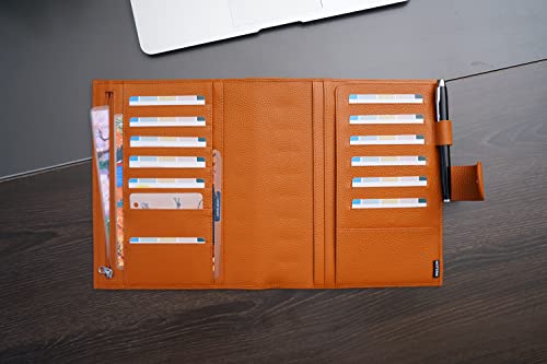 Moterm Leather Cover For Half Letter/Junior Discbound Planner, With Back Pocket (Pebbled-Burnt Orange) #TOP3