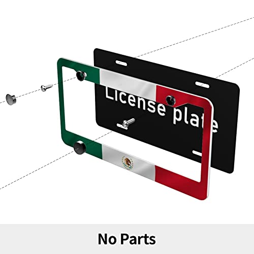 Mexican Flag License Plate Frame 2Pcs Mexico Flag Patriotic Style Metal Mexico License Plate Frame Cover Front Plates Frames Car Tag Frame Us Vehicles Standard For Women Men #TOP3