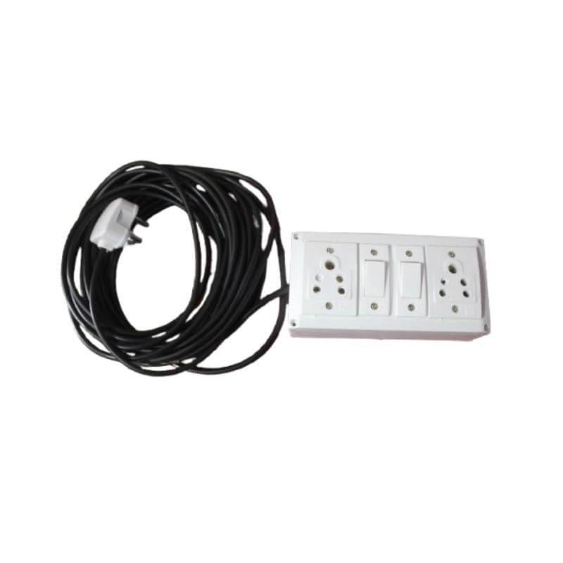 Extension Board with 2 Sockets, 8Meter Long Power Cord, White-image-37