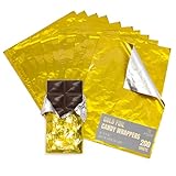 Better Kitchen Products Gold Foil Candy Wrappers, 6' x 7.5', Back Side Silver, Individual Chocolate Packaging, Foil Wraps for Chocolate Bars, Fudge, Brownies, Fruit Bars, (200)