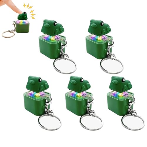 5 Pack Frog Croaking Fidget Toy Keychain, Rechargeable LED Keyboard Clicker, Portable Sensory Fidget Toy for Adult Anxiety Stress Relief(Green)
