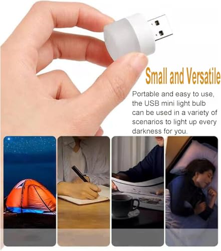 Image of 4Pack Mini USB Night Light - Compact Portable Plug in LED Ambient Lighting Source for Home Kitchen Bedroom, Bathroom, Hallway, Corridor, Nursery, Keyboard, Car Tiny Decorative Lamp Bulb, Soft White