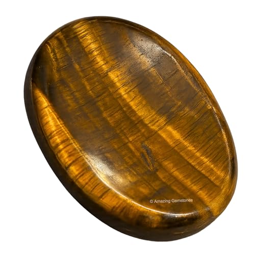 Image of Amazing Gemstone Tiger Eye Worry Stone Crystals and Healing Stones - Worry Stones for Stress Relief Gifts - Piedra Crystal Fidget for Meditation, Relaxation - Unique Stocking Stuffers