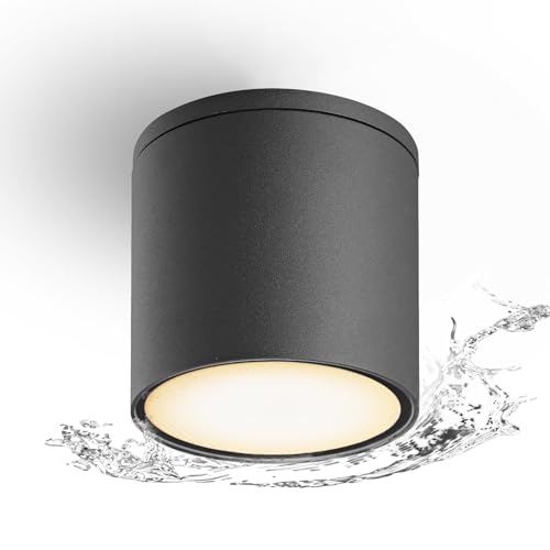 EBION Faretti Soffitto Plafoniera Faretto Soffitto In Alluminio, IP54 Impermeabile, GU10, Spotlight Per Interno Bagno Cucina Soggiorno Corridoio Ristorante, Antracite(Lampadina Non Inclusa)