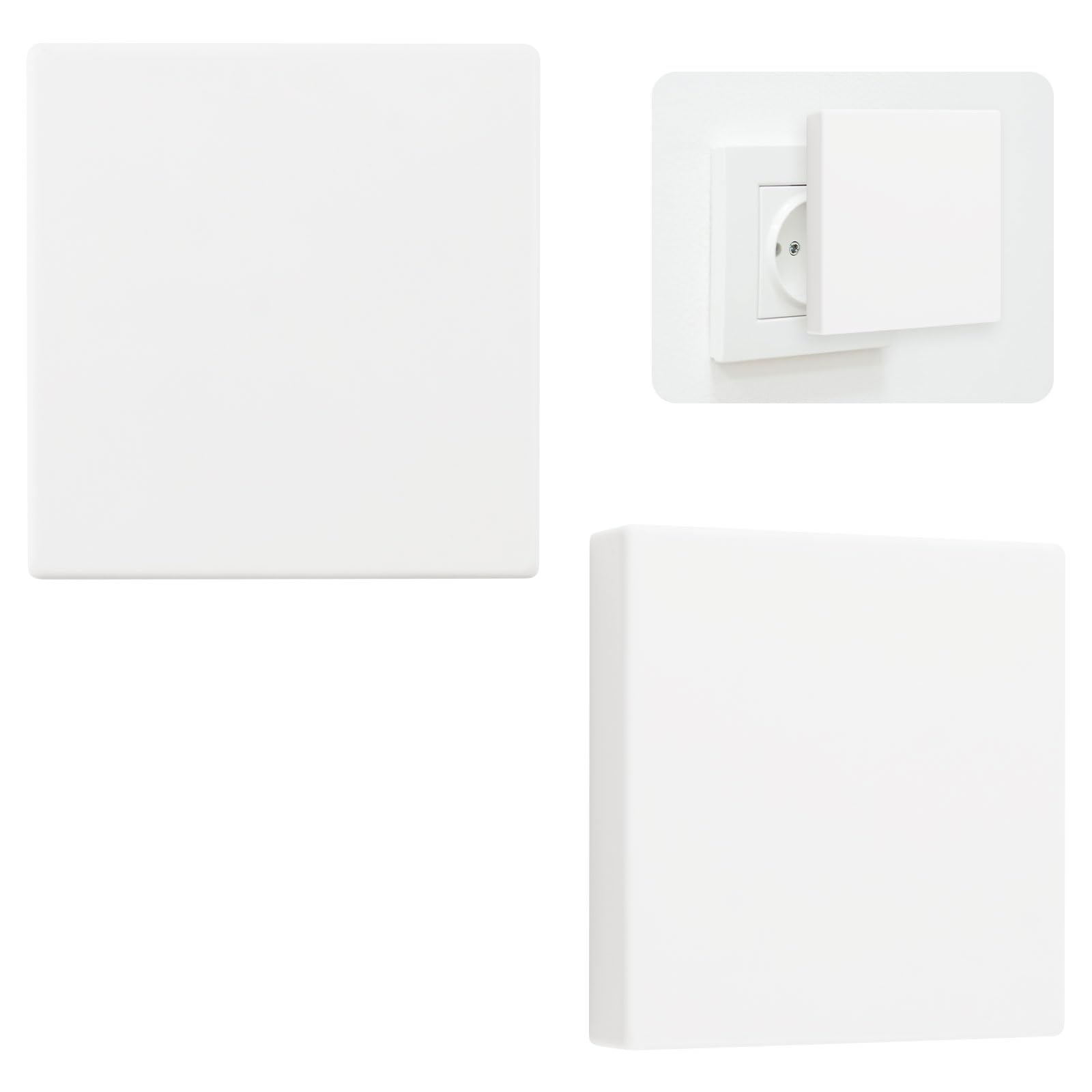 UFURMATE Blank Cover Wall Plate, 2Pcs 90 x 94 mm Screwless Snap-in Plastic Wall Hole Cover 1-Gang Blank Unused Device Outlet Cover (White/Heightened) — image 1